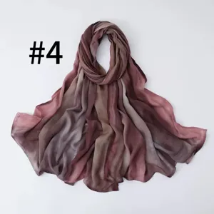 Soft gradient satin silk scarf for women, breathable lightweight shawl and hijab.