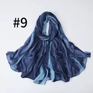 Detailed view of the soft blue gradient lightweight scarf showing the delicate wide stripes texture.
