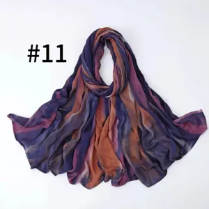 Detailed view of lightweight striped imitation silk scarf, soft and breathable texture.