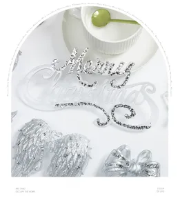 Christmas tree bow decoration hanging pendant acrylic snowflake glitter design festive party props