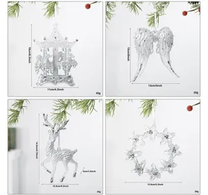 Christmas tree acrylic glitter hanging ornaments, transparent festival pendant set!