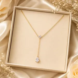 Mode Plaqué Or Cuivre Y-Forme Pendentif Collier Pour Femmes Luxe Strass Chaîne de Clavicule Niche Design Bijoux