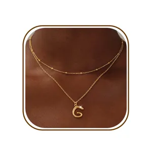Gouden dubbellaagse letter G ketting minimalistische mode choker voor vrouwen stijl