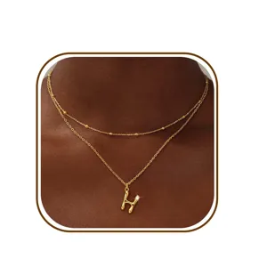 Gouden dubbellaagse letter H ketting eenvoudige mode sieraden dames retro choker cadeaus