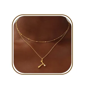Gouden dubbellaags ketting met kralenketting en hanger voor dames mode sieraden.