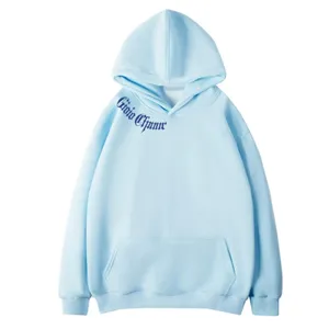 Détail sweat à capuche oversize bleu clair gothique, chaud doublé pour femme hiver.