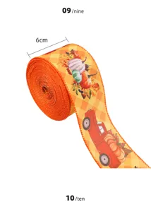 Ruban de Thanksgiving motif automne citrouille camion rouge tissu décoratif largeur 6cm