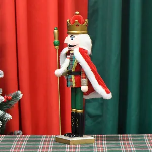 38cm Schiaccianoci di Natale Re Statuetta in Legno Decorazione Tavola Festiva Regalo