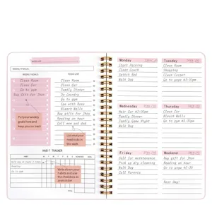 Agenda settimanale a spirale A5 con copertina in PP resistente per la pianificazione e appunti.