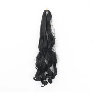 Synthetische lange krullende paardenstaart hairextension, zwart golvend haarstuk voor dames.