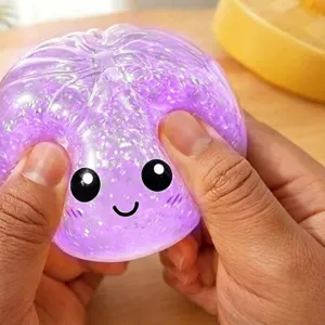 Cute glitter bun squishy toy, soft stress relief toy with slow rebound for fun and relaxation.