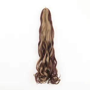 Synthetisch lang golvend haarsextensie paardenstaart, krullend bruin en blond voor vrouwen.