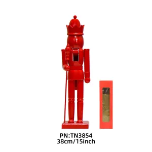 38cm Statuetta Schiaccianoci in Legno Rosso Decorazione Natalizia Artigianato per la Casa