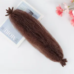 Extension per capelli uncinetto afro twist sintetica marrone scuro, stile treccia riccia lunga per donne.