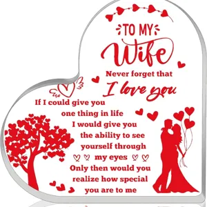 Targa cuore acrilico regalo romantico per moglie soprammobile amore decorazione casa