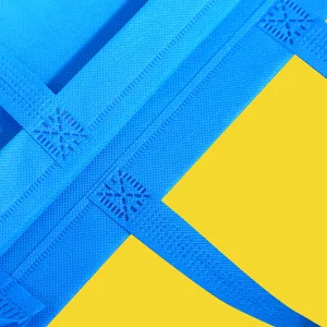 Bolsa de compras de tela no tejida azul bolsa ecológica embalaje personalizado asa fuerte
