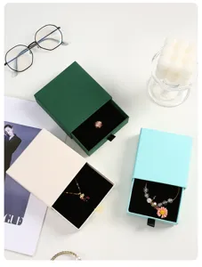 Drawer jewelry box packaging for necklaces rings bracelets, gift storage paper case.