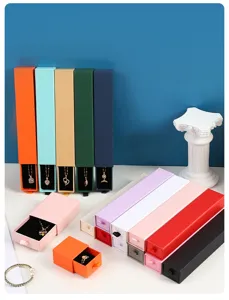 Drawer jewelry gift box set for necklaces, rings, and earrings. Multi-color packaging display.
