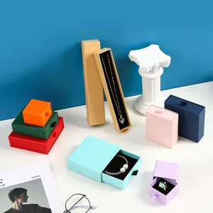 Drawer jewelry packaging box set for necklace ring gift storage colorful paper boxes display