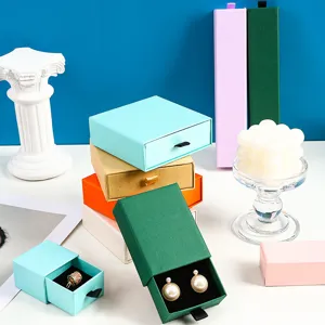 Colorful drawer jewelry box paper packaging box for rings earrings necklaces display