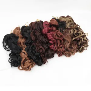 Synthetische lang krullend haar extensions Franse golf pruik multicolour voor set