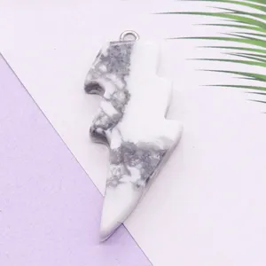 Colgante de Rayo de Piedra Natural Mármol Blanco Accesorios de Joyería DIY Collar
