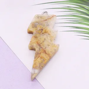 Colgante de piedra natural con forma de rayo cristal abalorio para collar joyeria DIY
