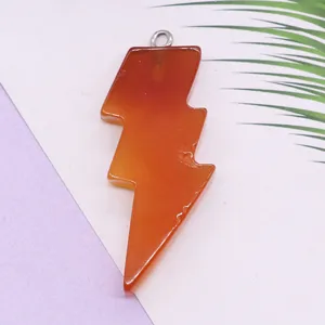 Colgante de cristal con forma de rayo de piedra natural collar accesorios de bricolaje