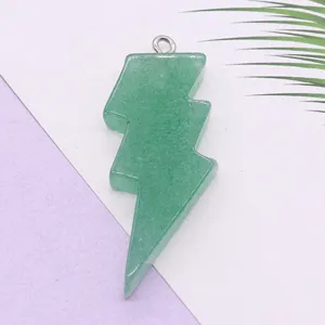 Colgante de cristal con forma de rayo de piedra natural para accesorio de joyería