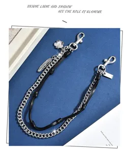 Fashionable multi-style metal and leather bag chain with cute charms for daily matching.