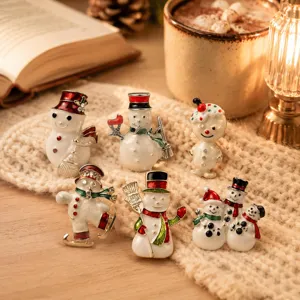 Süße Weihnachts-Schneemann Brosche Detailansicht, modische kreative Winter Kragenstecknadel.