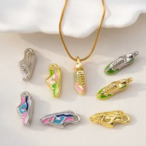 Legering Emaille Sneaker Charms Dubbelzijdig Geschilderd Mini Canvas Schoen Hanger Voor DIY Sieraden Maken Accessoire Ketting Armband