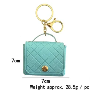 Gewatteerde PU leer mini portemonnee sleutelhanger schattige oortelefoon tas hanger