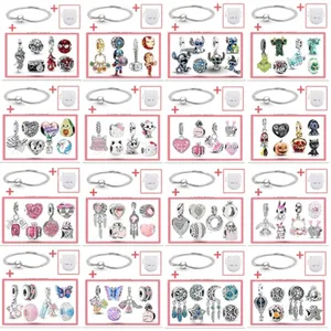 Set brachtioli charms Pandora metallikes perles chondriki syllogi anime charm set