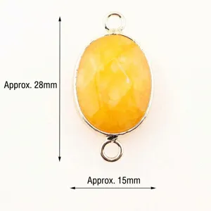 Pendentif en cristal double coupe ovale en pierre jaune naturelle pour bijoux DIY 28x15mm
