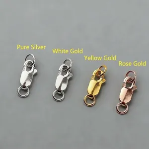 Chiusura a moschettone in argento sterling 925 set connettori per gioielli DIY in quattro colori.
