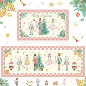 Weihnachten Nussknacker Küchenmatte Zweierset, süßer Aquarell Urlaubs Teppich für die Deko.