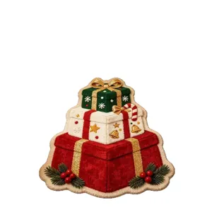 Christmas themed non-slip fluffy shaped rug for living room and bedroom holiday floor mat decoration