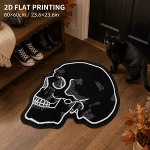 Halloween skull floor mat cashmere-like anti-slip rug for bathroom and entrance decor