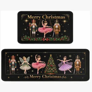 Weihnachten Nussknacker Küchenmatte 2er Set, festliche rutschfeste Heimtextilien Fußmatte.
