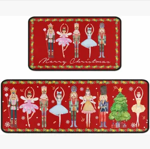 Weihnachten Nussknacker Küchenteppich Set zwei Stück festlicher Bodenläufer Rutschfest decor