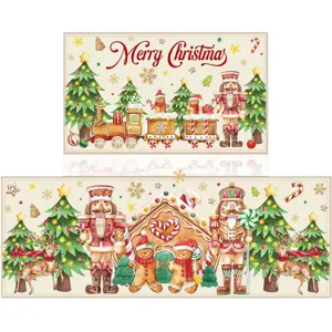 Weihnachten Küchenmatte Set, rutschfeste, dekorative Fußmatte für Feiertage, gemütlich, stilvoll.