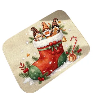 Felpudo de gnomo navideño alfombra festiva para entrada decoración navideña antideslizante
