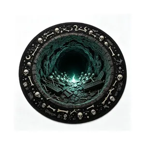Halloween 3D Totenkopf Hoehle runder Teppich gothisch dunkle Fantasie Heim Deko Matte