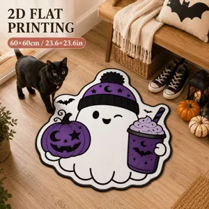 Halloween cute ghost printed floor mat soft anti-slip rug for indoor bathroom decor