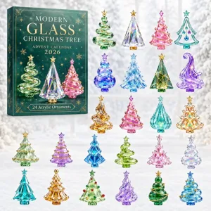 Calendario de adviento arbol de navidad 2026 con 24 adornos de acrilico en miniatura.