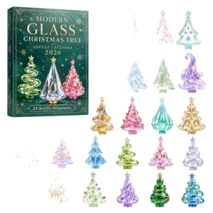 Calendario de Adviento de Arbol de Navidad 2026 con 24 adornos de cristal acrilico