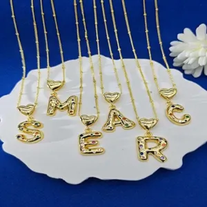 Gold color copper letter pendant necklace set with multi-color zircon stones for women wholesale