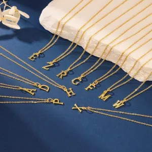 Gold-plated alphabet letter pendant necklaces set, delicate chain fashion jewelry gifts for women.