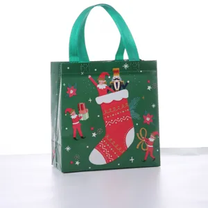 Christmas non-woven gift bag waterproof holiday candy tote packaging main view product
